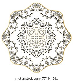 Flower Mandala. Vintage decorative elements. Oriental pattern, vector illustration. Coloring book page. Islam, Arabic, Indian, moroccan spain turkish mystic ottoman motifs