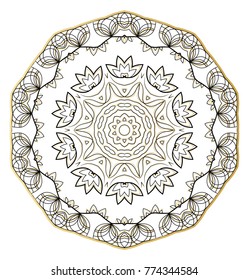 Flower Mandala. Vintage decorative elements. Oriental pattern, vector illustration. Coloring book page. Islam, Arabic, Indian, moroccan spain turkish mystic ottoman motifs