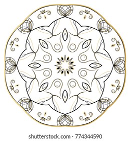 Flower Mandala. Vintage decorative elements. Oriental pattern, vector illustration. Coloring book page. Islam, Arabic, Indian, moroccan spain turkish mystic ottoman motifs