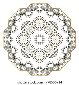 Flower Mandala. Vintage decorative elements. Oriental pattern, vector illustration. Coloring book page. Islam, Arabic, Indian, moroccan spain turkish mystic ottoman motifs