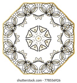 Flower Mandala. Vintage decorative elements. Oriental pattern, vector illustration. Coloring book page. Islam, Arabic, Indian, moroccan spain turkish mystic ottoman motifs