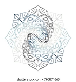 Flower Mandala. Vintage decorative elements. Oriental pattern, vector illustration. Islam, Arabic, Indian, moroccan,spain, turkish, pakistan, chinese, mystic, ottoman motifs. Coloring book page