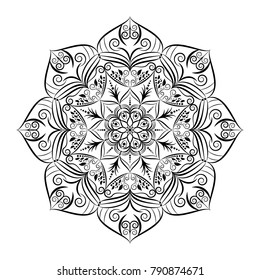 Flower Mandala. Vintage decorative elements. Oriental pattern, vector illustration. Islam, Arabic, Indian, moroccan,spain, turkish, pakistan, chinese, mystic, ottoman motifs. Coloring book page
