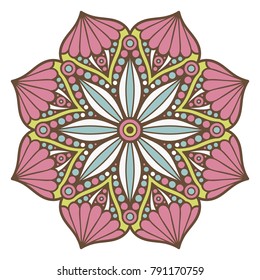 Flower Mandala. Vintage decorative elements. Oriental pattern, vector illustration. Islam, Arabic, Indian, moroccan,spain, turkish, pakistan, chinese, mystic, ottoman motifs. Coloring book page