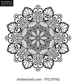 Flower Mandala. Vintage decorative elements. Oriental pattern, vector illustration. Islam, Arabic, Indian, moroccan,spain, turkish, pakistan, chinese, mystic, ottoman motifs. Coloring book page