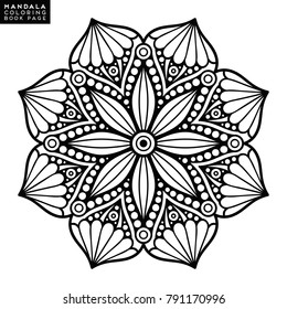 Flower Mandala. Vintage decorative elements. Oriental pattern, vector illustration. Islam, Arabic, Indian, moroccan,spain, turkish, pakistan, chinese, mystic, ottoman motifs. Coloring book page