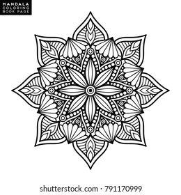 Flower Mandala. Vintage decorative elements. Oriental pattern, vector illustration. Islam, Arabic, Indian, moroccan,spain, turkish, pakistan, chinese, mystic, ottoman motifs. Coloring book page