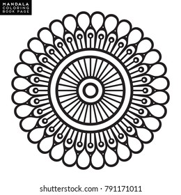 Flower Mandala. Vintage decorative elements. Oriental pattern, vector illustration. Islam, Arabic, Indian, moroccan,spain, turkish, pakistan, chinese, mystic, ottoman motifs. Coloring book page