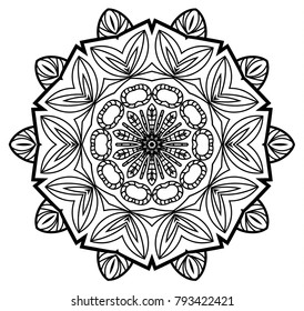 Flower Mandala. Vintage decorative elements. Oriental pattern, vector illustration. Coloring book page. Islam, Arabic, Indian, moroccan spain turkish mystic ottoman motifs