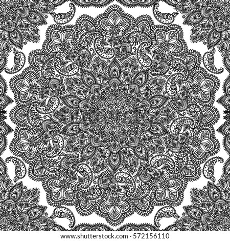 Flower Mandala. Vintage decorative elements. Oriental pattern, vector illustration. Islam, Arabic, Indian, moroccan, spain, turkish, pakistan, chinese, mystic, ottoman motifs. Coloring book page. 