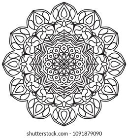 Flower Mandala. Vintage decorative elements.Oriental vector, Decorative round ornaments. Islam, Arabic, Indian, moroccan,spain, turkish, pakistan, chinese, mystic, ottoman motifs. Coloring book page