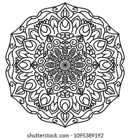 Flower Mandala. Vintage decorative elements.Oriental vector, Decorative round ornaments. Islam, Arabic, Indian, moroccan,spain, turkish, pakistan, chinese, mystic, ottoman motifs. Coloring book page