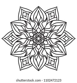 Flower Mandala. Vintage decorative elements.Oriental vector, Decorative round ornaments. Islam, Arabic, Indian, moroccan,spain, turkish, pakistan, chinese, mystic, ottoman motifs. Coloring book page