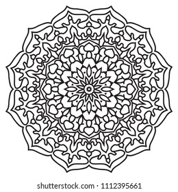 Flower Mandala. Vintage decorative elements.Oriental vector, Decorative round ornaments. Islam, Arabic, Indian, moroccan,spain, turkish, pakistan, chinese, mystic, ottoman motifs. Coloring book page