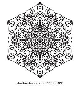 Flower Mandala. Vintage decorative elements.Oriental vector, Decorative round ornaments. Islam, Arabic, Indian, moroccan,spain, turkish, pakistan, chinese, mystic, ottoman motifs. Coloring book page