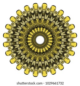 Flower Mandala. Vintage decorative ornament. Oriental pattern, vector illustration. Arabic, Indian, moroccan, chinese, mystic, ottoman motifs. Coloring book page
