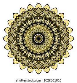 Flower Mandala. Vintage decorative ornament. Oriental pattern, vector illustration. Arabic, Indian, moroccan, chinese, mystic, ottoman motifs. Coloring book page