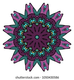 Flower Mandala. Vintage decorative ornament. Oriental pattern, vector illustration. Arabic, Indian, moroccan, chinese, mystic, ottoman motifs. Coloring book page