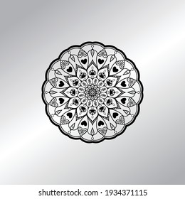 Flower Mandala with vintage floral style for coloring book. Simple Oriental pattern.