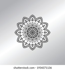 Flower Mandala with vintage floral style for coloring book. Simple Oriental pattern.