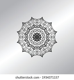 Flower Mandala with vintage floral style for coloring book. Simple Oriental pattern.