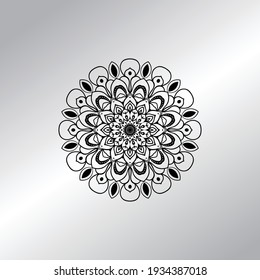 Flower Mandala with vintage floral style for coloring book. Simple Oriental pattern.