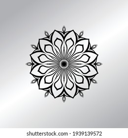 Flower Mandala with vintage floral style for coloring book. Simple Oriental pattern.