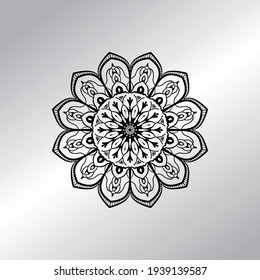 Flower Mandala with vintage floral style for coloring book. Simple Oriental pattern.