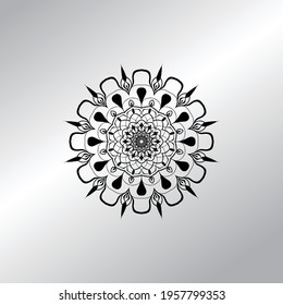 Flower Mandala with vintage floral style for coloring book. Simple Oriental pattern.
