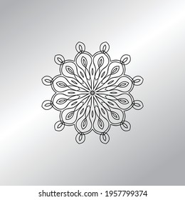 Flower Mandala with vintage floral style for coloring book. Simple Oriental pattern.
