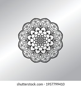 Flower Mandala with vintage floral style for coloring book. Simple Oriental pattern.
