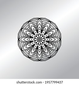 Flower Mandala with vintage floral style for coloring book. Simple Oriental pattern.
