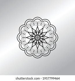 Flower Mandala with vintage floral style for coloring book. Simple Oriental pattern.
