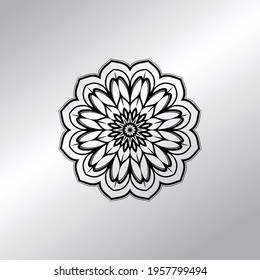 Flower Mandala with vintage floral style for coloring book. Simple Oriental pattern.
