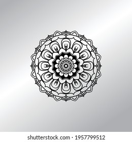 Flower Mandala with vintage floral style for coloring book. Simple Oriental pattern.
