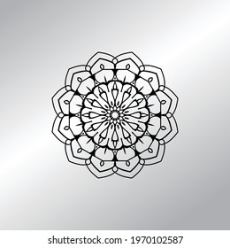 Flower Mandala with vintage floral style for coloring book. Simple Oriental pattern.

