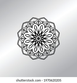 Flower Mandala with vintage floral style for coloring book. Simple Oriental pattern.