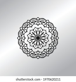 Flower Mandala with vintage floral style for coloring book. Simple Oriental pattern.