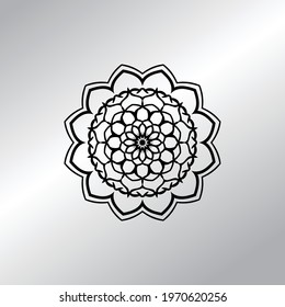 Flower Mandala with vintage floral style for coloring book. Simple Oriental pattern.
