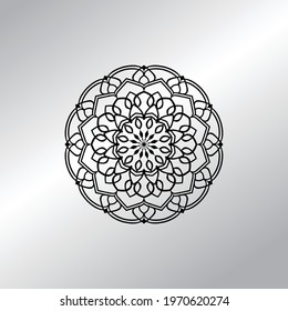 Flower Mandala with vintage floral style for coloring book. Simple Oriental pattern.