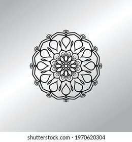 Flower Mandala with vintage floral style for coloring book. Simple Oriental pattern.