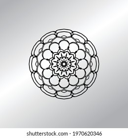 Flower Mandala with vintage floral style for coloring book. Simple Oriental pattern.