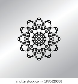 Flower Mandala with vintage floral style for coloring book. Simple Oriental pattern.