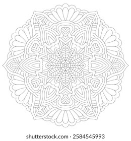 Flower Mandala: Vintage Oriental Pattern with Mystic Motifs for Coloring Page