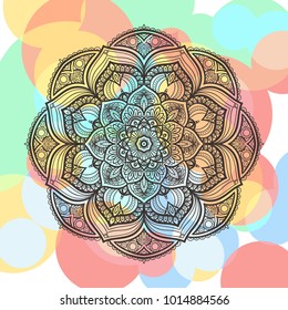 Flower Mandala. Vintage round pattern. Oriental image, vector illustration. Coloring book page