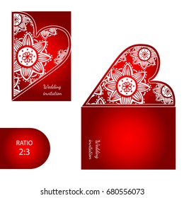 Flower mandala wedding invitation. Perfect for laser cutting.