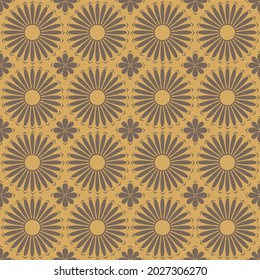 Flower mandala yellow background Seamless pattern for cards, prints, textile, fabric, abstract wall tile design background for building,