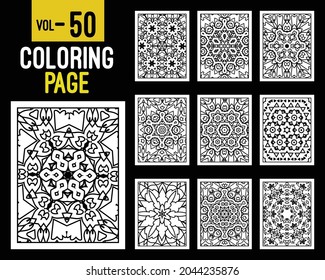 Flower Mandalas Adult Coloring Book. Oriental pattern, vector illustration. Islam, Arabic, Indian, turkish, pakistan, chinese, mystic, ottoman motifs. Coloring book page mandala, kdp Interior