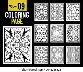 Flores Mandalas Libro de Colores para Adultos. Patrón oriental, ilustración vectorial. Motivos islámicos, árabes, indios, turcos, pakistán, chinos, místicos, otomanos. Colorear la página del libro mandala, kdp Interior