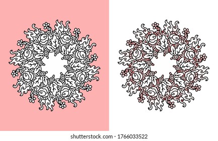 Mandalas de flores. Bonitos elementos decorativos. Patrón oriental, ilustración vectorial. Motivos islámicos, árabes, indios, otomanos